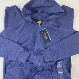 Polo Ralph Lauren Girls Spa‎ Terry Hooded Jumpsuit Romper Blue Size 6 NEW L/S